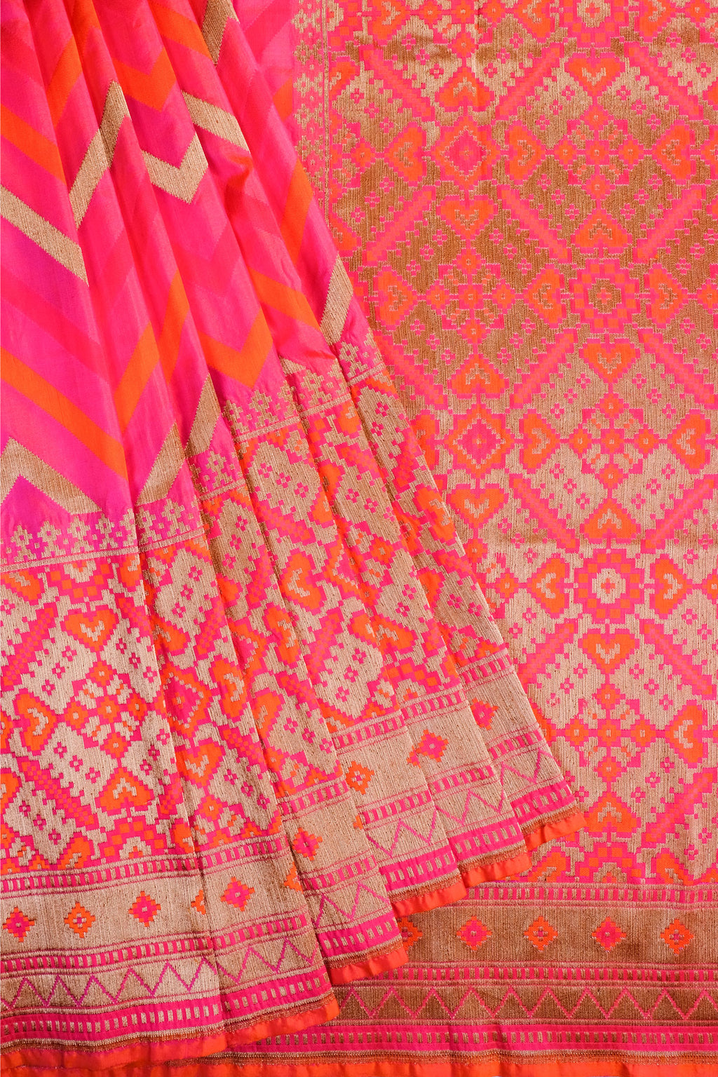 Designer Print Pink Saree